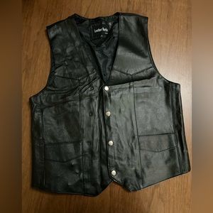 Men’s Small Leather Works Black Genuine Leather Vest